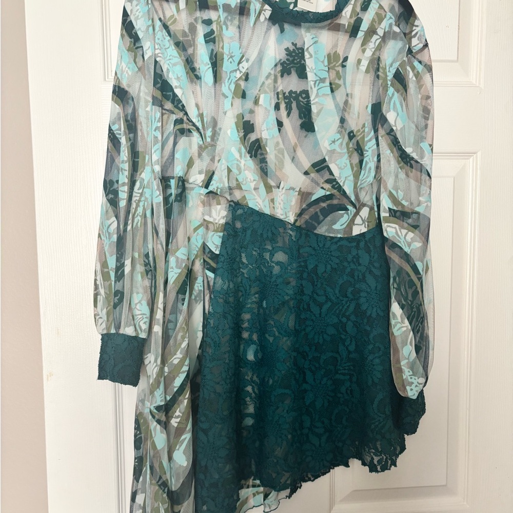 Pins & Needles Teal Floral Lace Dress